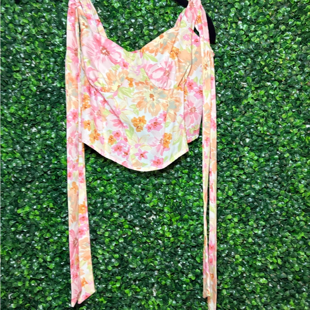 Floral Pink and Orange Women's Top